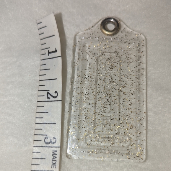Coach Poppy Acrylic Hang Tag Bag Charm Clear Gold VGUC - Picture 2 of 2
